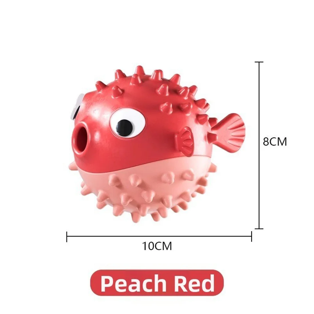 Dog Treat Dispensing Ball Shaped Like a Fish - Bouncy Chew Toy for Puppies with Sound Effect and Leak Proof Design