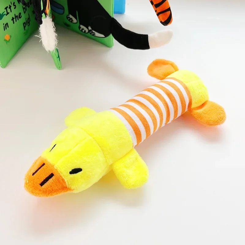 Squeaky Dog Toys Plush Striped Animal Puppy Chew Toy Soft Stuffed Elephant Pig Duck Squeaker Toys For Small Medium Dogs Boredom Relief Pet Supplies - Image 7