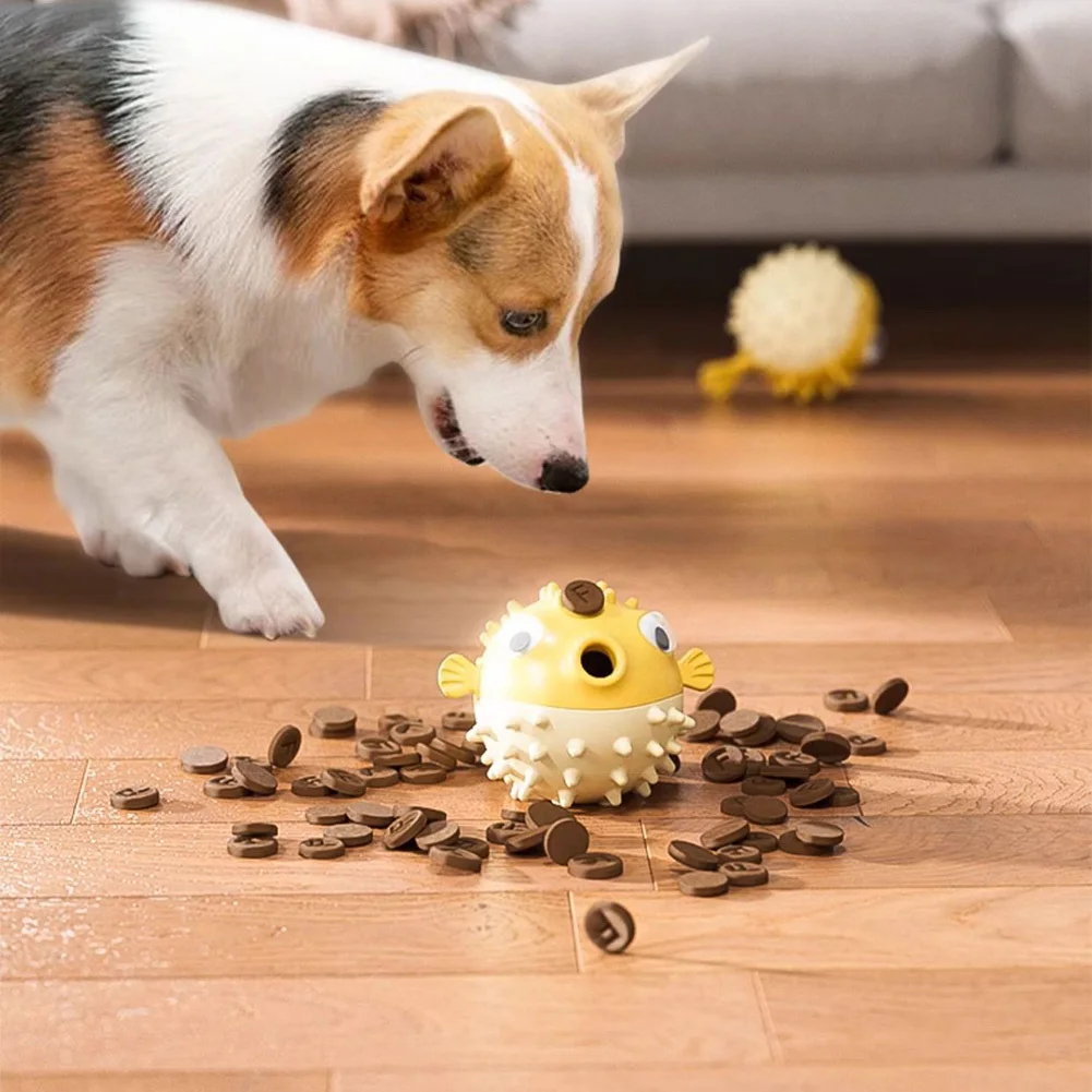 Dog Treat Dispensing Ball Shaped Like a Fish - Bouncy Chew Toy for Puppies with Sound Effect and Leak Proof Design - Image 3